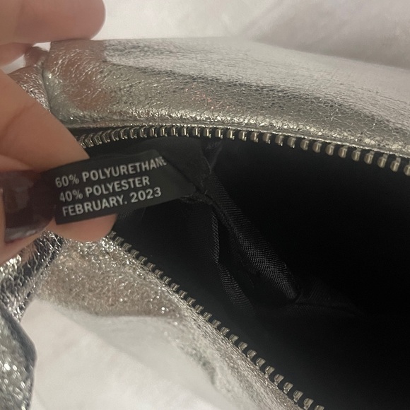 DKNY Stasia Metallic Silver Demi Crossbody Bag-NWT - Picture 11 of 12